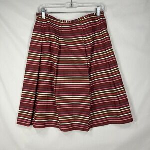 Vintage Work To Weekend Striped Pleated Midi Skirt – Y2K Brown & Pink Skirt (10)
